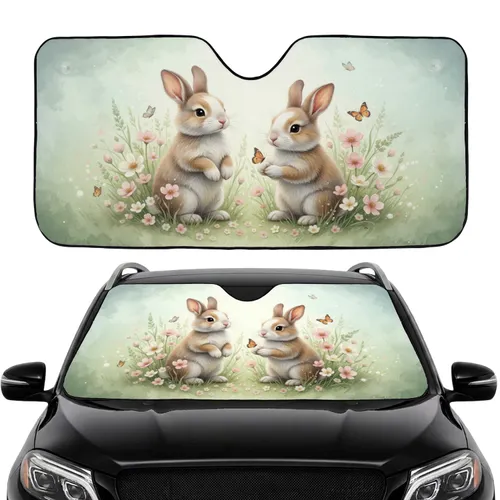 Baby Bunnies Butterfly Spring Flowers Meadow Car Interior Upgrade Car Sunshade