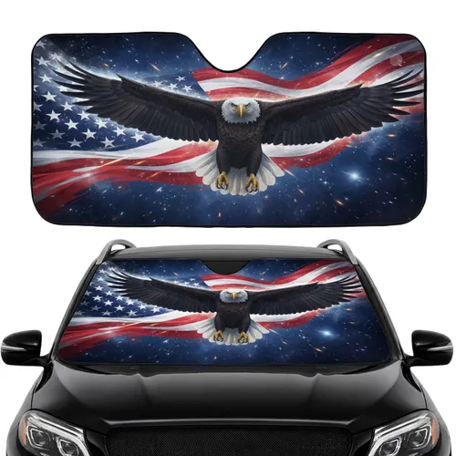 Patriotic Bald Eagle American Flag Road Trip Essentials Car Sunshade