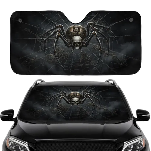 Mechanical Skull Spider Steampunk Metallic Web - Car Interior Upgrade Car Sunshade