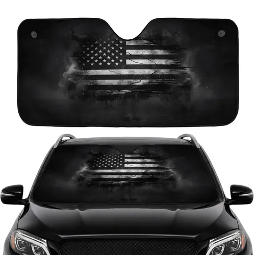 Distressed American Flag - Independence Day Road Trip Essential for Veterans Car Sunshade