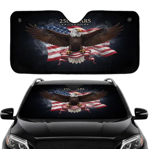 Bald Eagle American Flag 250th Anniversary - Independence Day Road Trip Gift Car Sunshade