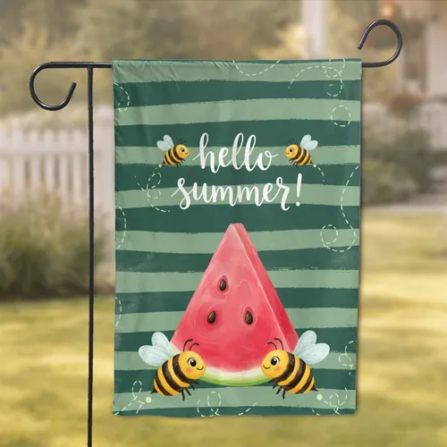 Watermelon Slice Yellow Black Bees hello summer! Summer Party Decor Garden Flag