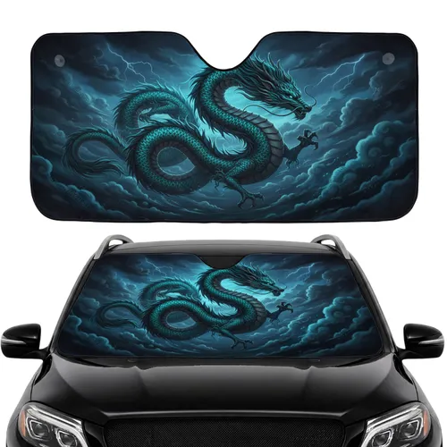Majestic Oriental Dragon Dark Sky - Car Interior Upgrade Car Sunshade