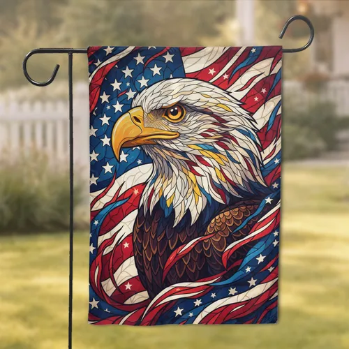Bald Eagle American Flag Patriotic - Independence Day Home Decor Gift for Veterans Garden Flag