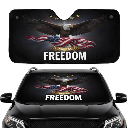 Bald Eagle American Flag 1776-2026 USA 250th Anniversary Independence Day Road Trip Car Sunshade
