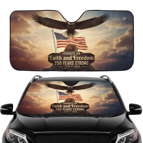 Bald Eagle American Flag Faith Freedom 1776-2026 - USA 250th Anniversary Commute Accessory Car Sunshade