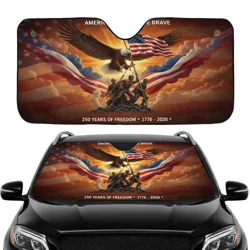 Bald Eagle American Flag Soldiers - 250 Years of Freedom for Veterans Car Sunshade