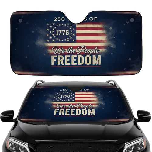 Distressed American Flag 1776 We The People Freedom - USA 250th Anniversary Car Interior Upgrade Car Sunshade