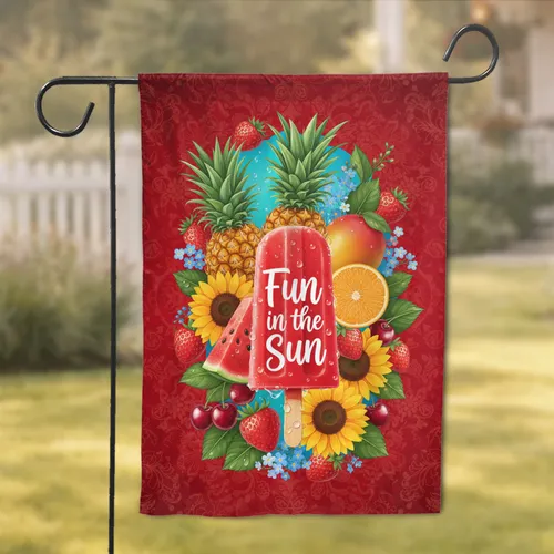 Red Popsicle Summer Fruit Sunflowers - Fun in the Sun Home Decor Gift Garden Flag