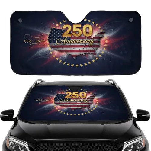 United States Flag Map 250th Anniversary 1776-2026 - Road Trip Essential Car Sunshade