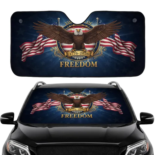 Bald Eagle American Flag 1776-2026 USA 250th Anniversary Road Trip Gift Car Sunshade