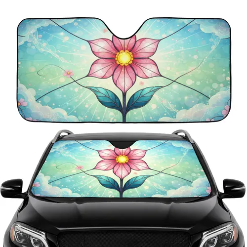 Stained Glass Flower Luminous Petals - Car Interior Upgrade Travel Accessory Car Sunshade