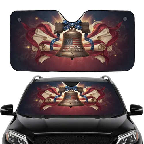 Liberty Bell American Flag 1776-2026 250th Anniversary Car Interior Upgrade for Veterans Car Sunshade