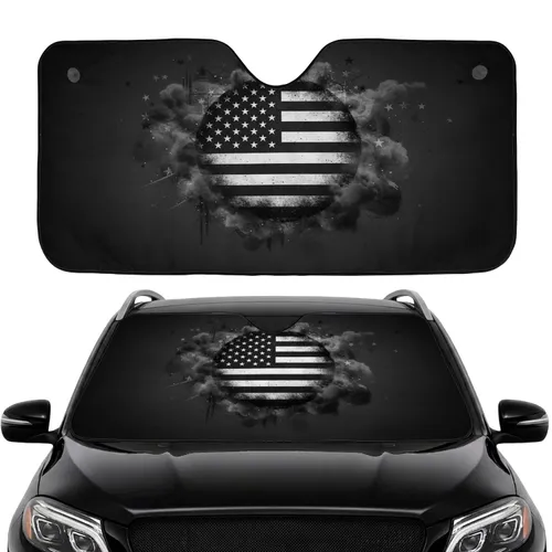 Distressed American Flag Smoky Mist - Car Interior Upgrade for Veterans Car Sunshade