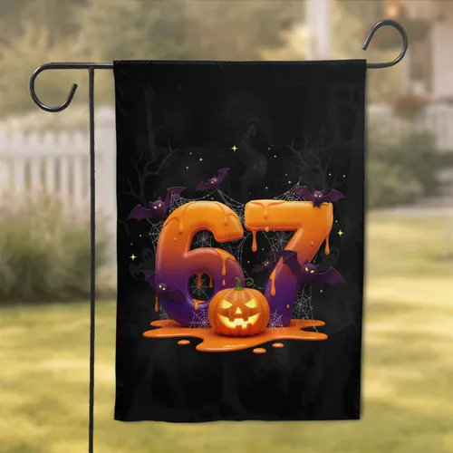 Oversized Dripping 67 Jack-o'-lantern Bats Spiderwebs - Spooky Halloween Decor Garden Flag