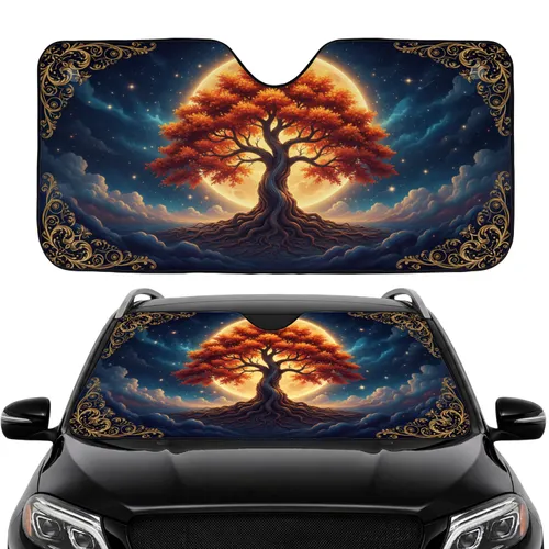 Tree of Life Luminous Moon Cosmic Night Sky - Car Interior Upgrade Car Sunshade