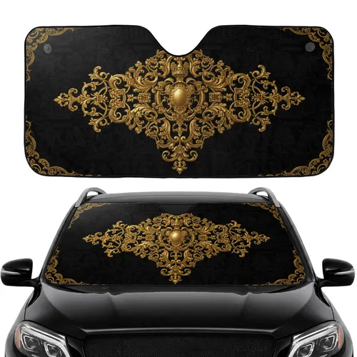 Golden Baroque Medallion Acanthus Scrolls - Car Interior Upgrade Car Sunshade