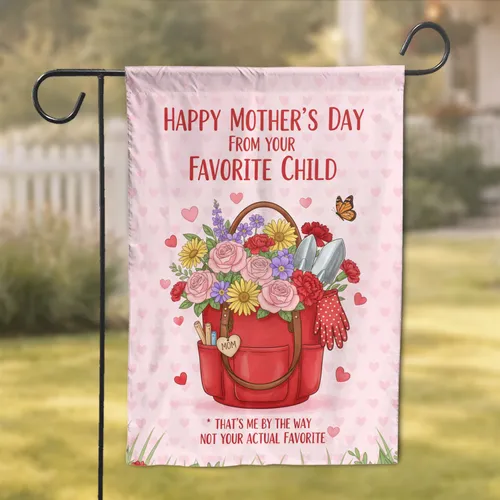 Mother's Day Gardening Flowers Tote Bag - Funny Mom Gift from Favorite Child Garden Flag