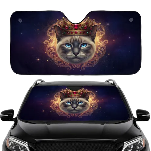 Siamese Cat Royal Crown Jewels Starlight Cosmic Night Sky - Car Interior Upgrade Car Sunshade
