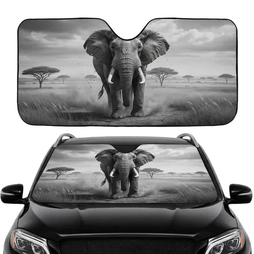 Majestic African Elephant Savanna Landscape - Wildlife Car Interior Upgrade Car Sunshade