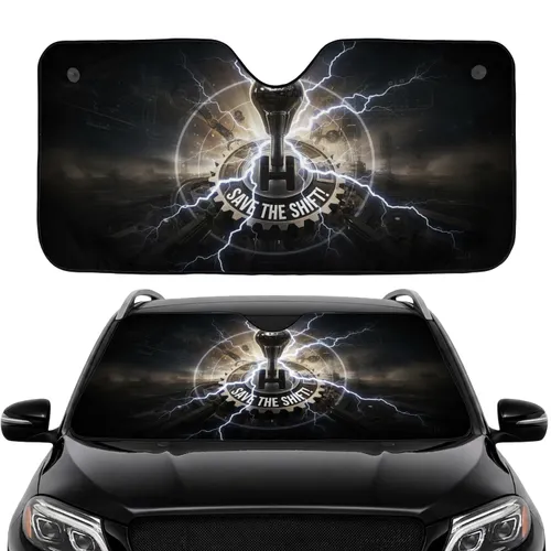 Chrome Gear Shifter Industrial Gear SAVE THE SHIFT! Lightning - Car Interior Upgrade Car Sunshade