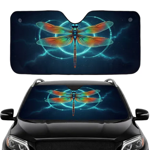 Iridescent Dragonfly Glowing Energy Rings - Car Interior Upgrade Road Trip Gift Car Sunshade
