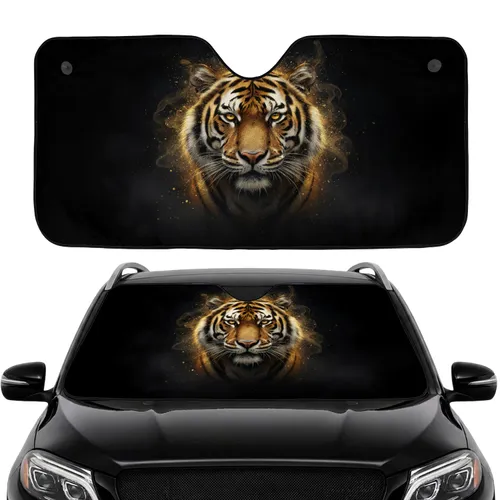 Bengal Tiger Golden Light Head - Car Interior Upgrade Road Trip Gift For Wildlife Lover Car Sunshade