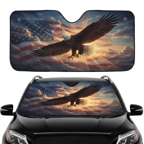 Bald Eagle American Flag Patriotic Car Interior Upgrade for Veterans Car Sunshade