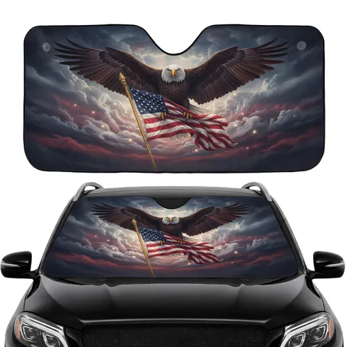 Bald Eagle American Flag Majestic Patriotic Independence Day Car Interior Upgrade Car Sunshade