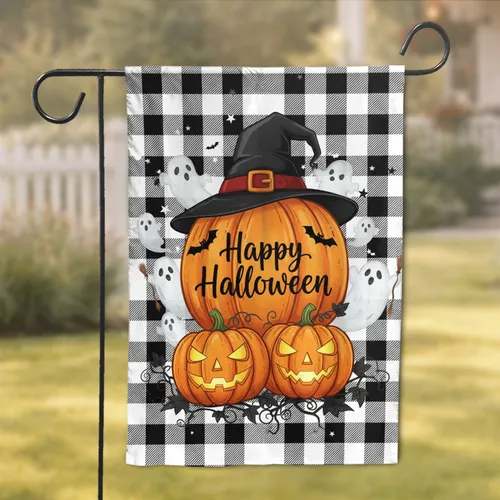 Pumpkin Jack-O'-Lanterns Halloween Witch Hat - Halloween Decor Gift Garden Flag