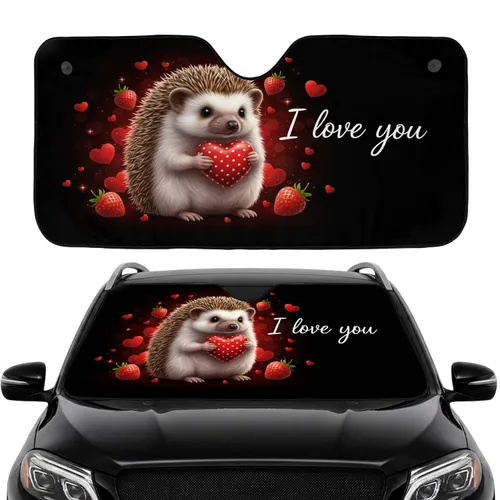 Hedgehog Red Heart I Love You - Travel Essentials Gift Car Sunshade