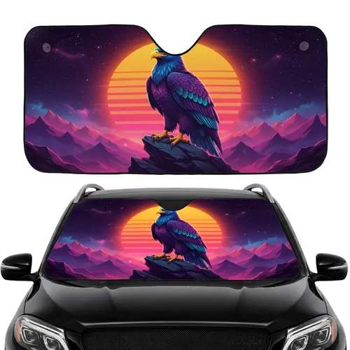 Majestic Eagle Cosmic Sky Radiant Sun Mountain Landscape - Car Interior Upgrade Car Sunshade