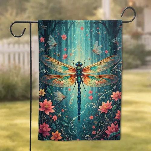 Dragonfly Moths Ethereal Insects Fantasy Flora Mystical Forest - Nature Lover Gift Garden Flag