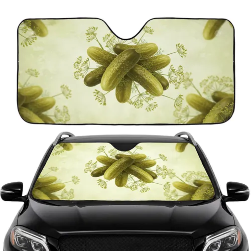 Realistic Gherkin Pickles Dill Flowers - Car Interior Upgrade Car Sunshade