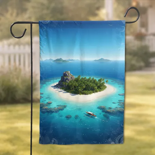 Pristine Tropical Island Beach Ocean View Coral Reef - Home Decor Gift for Travel Lover Garden Flag