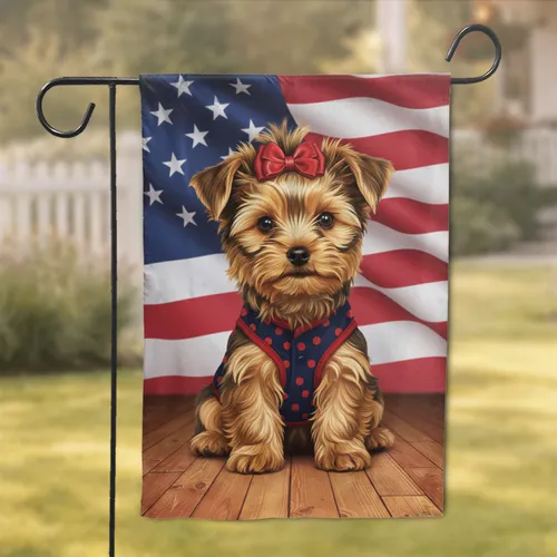 Yorkshire Terrier American Flag Patriotic Home Decor Dog Lover Gift Garden Flag
