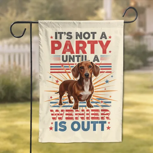 Dachshund Dog 'Wenier Is Outt' Party Home Decor Gift for Dog Lover Garden Flag
