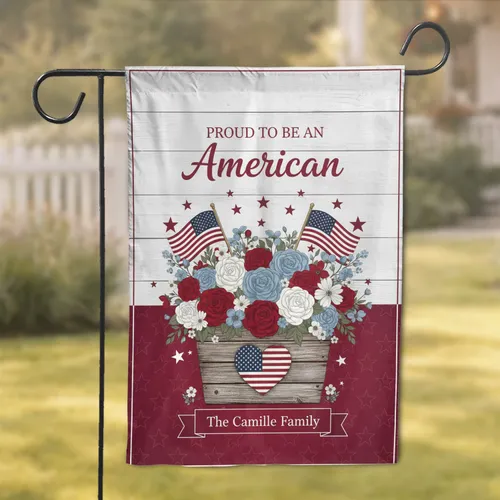 American Flag Planter Box Floral - Independence Day Home Decor for Custom Family Garden Flag