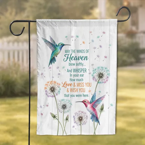Hummingbird Dandelion Memorial Message - Remembrance Gift for Loss of Loved One Garden Flag