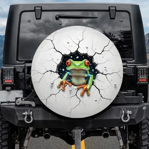 Tree Frog Cracked Concrete Wall Wildlife Lover Gift Spare Tire Cover