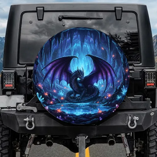 Fantasy Dragon Bioluminescent Pool Cavern - Road Trip Adventure Gift Spare Tire Cover