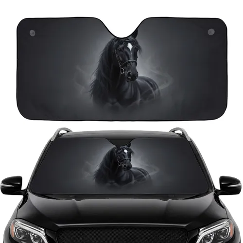 Majestic Black Horse Head Elegant Bridle - Car Interior Upgrade Commute Accessory Car Sunshade