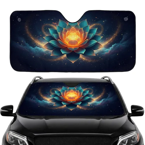 Radiant Symmetrical Lotus Flower Cosmic Galaxy Celestial Stardust Car Interior Upgrade Car Sunshade