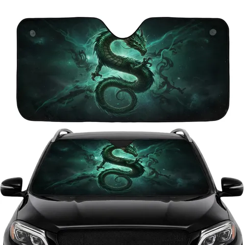 Emerald Green Dragon S-Shape Cosmic Void - Car Interior Upgrade for Fantasy Lover Car Sunshade