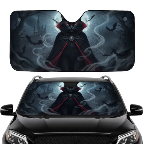 Vampire Black Cat Gothic Night - Car Interior Upgrade for Cat Lover Car Sunshade