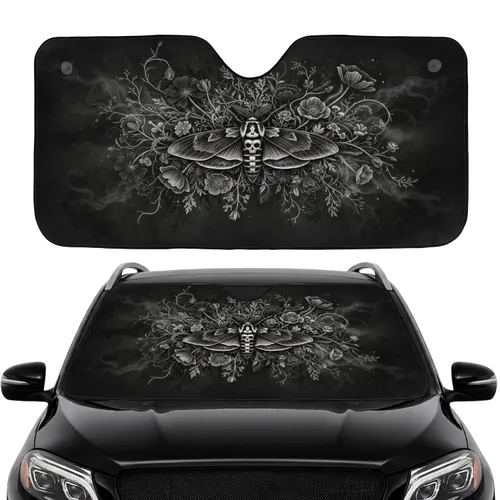 Death's-head Skull Moth Dark Flowers Poppies Thistles Travel Essentials Car Sunshade