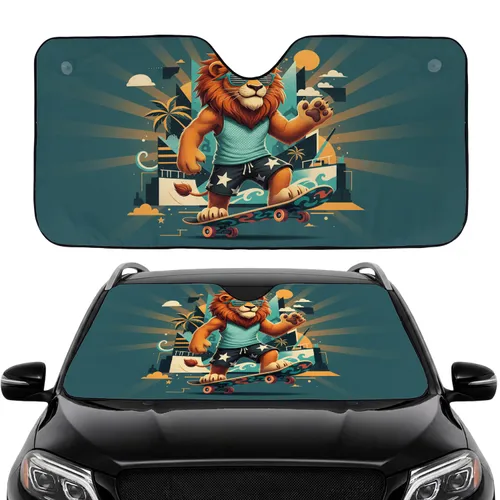 Lion Skater Sunglasses Star Shorts Skateboard - Road Trip Accessory Car Sunshade