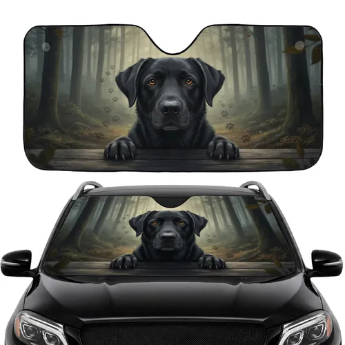 Black Labrador Forest Paw Print Road Trip Travel Essentials Dog Lover Gift Car Sunshade
