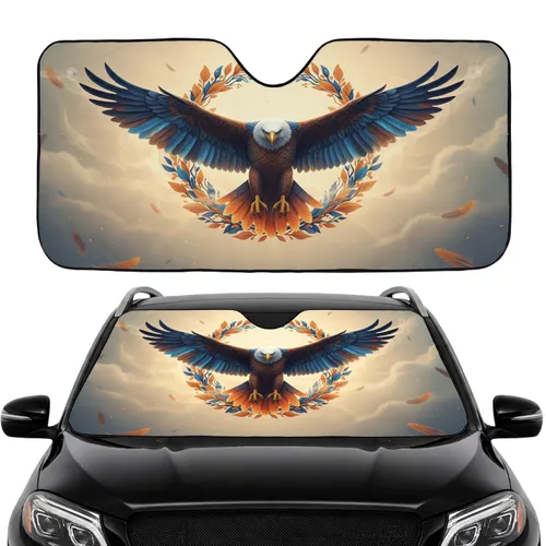 Powerful Flying Eagle Falcon Wreath Emblem - Car Interior Upgrade Bird Lover Gift Car Sunshade