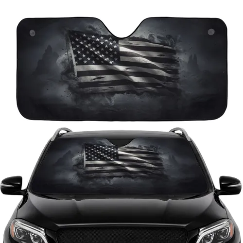 Dark Distressed American Flag Battlefield - Car Interior Upgrade for Veterans Car Sunshade
